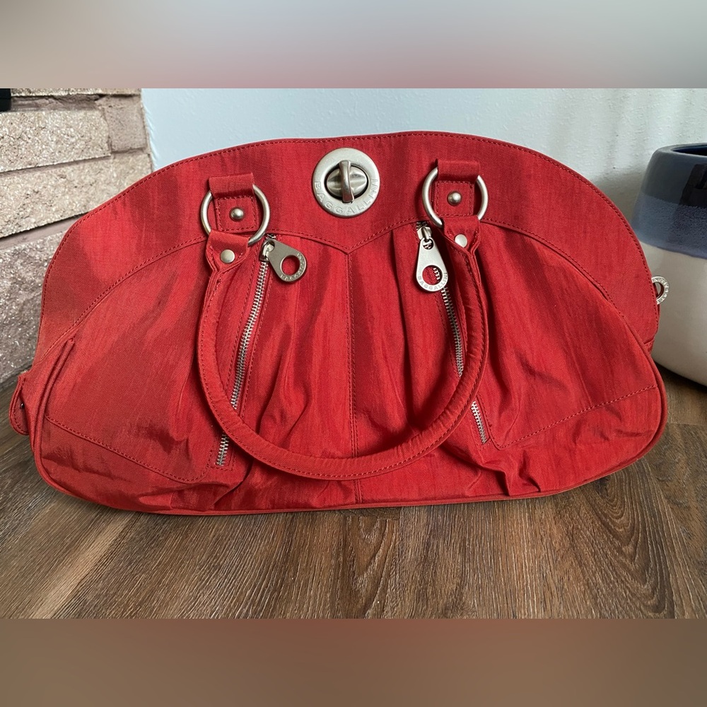 Baggallini Red Satchel with Silver Accents